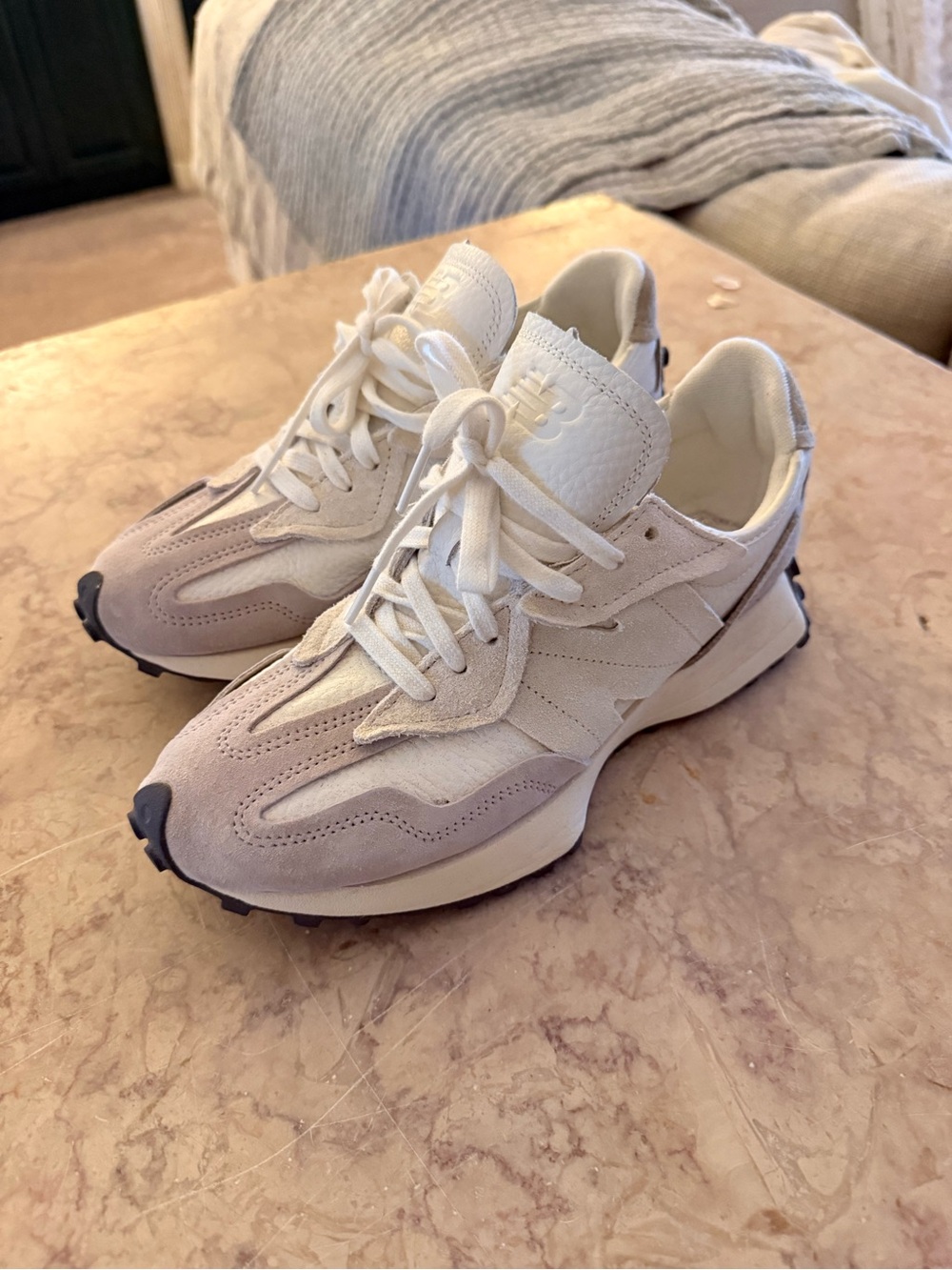New Balance Cream and Beige Women's Retro Runner Sneakers - Picture 3 of 6